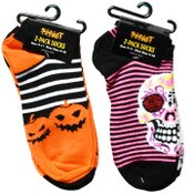 Wholesale - 2pk WOMEN SPIRIT HALLOWEEN ASST DESIGN SOCKS, UPC: 193159163143